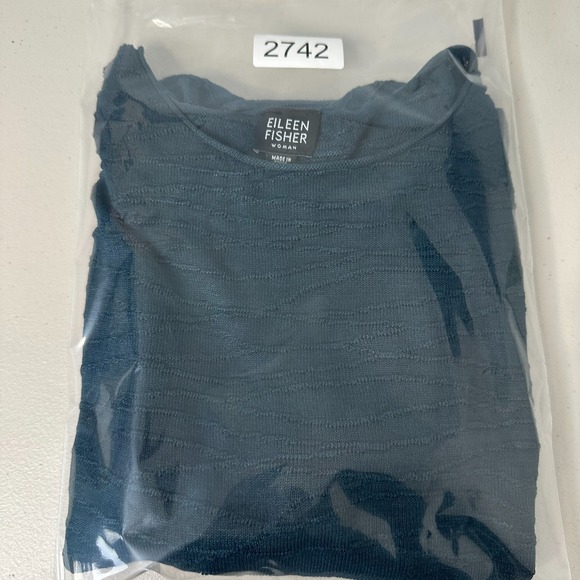 Eileen Fisher Silk Knit Round Neck Tank Sweater Top 3X Teal Textured - Picture 10 of 10
